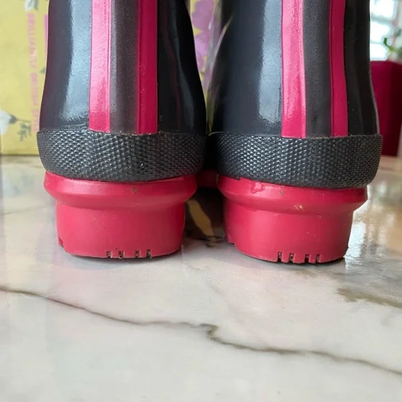 Joules Kelly Welly Rain boots slate gray with Pink SZ 6 - Picture 13 of 16